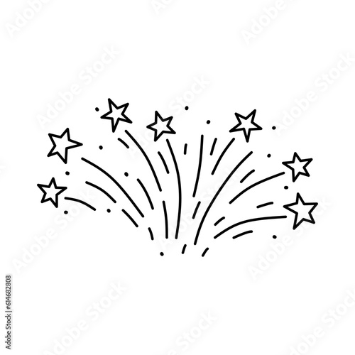 Firework isolated on white background. Vector hand-drawn illustration in doodle style. Perfect for cards, logo, decorations, various designs.