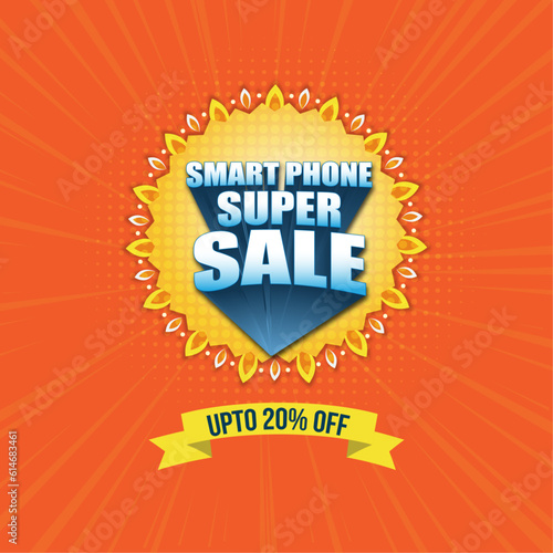 Smart Phone Super Sale, Advertising Template vector, Retail, Electronics, FMCG Promotional Flyer Vector