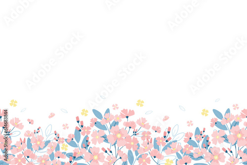 Spring floral border background banner frame vector illustration for Mother’s day, father’s day, valentines, spring,  summer, anniversary template decoration for specials day.