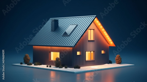 Illustration of a cozy cottage with a warm glowing window