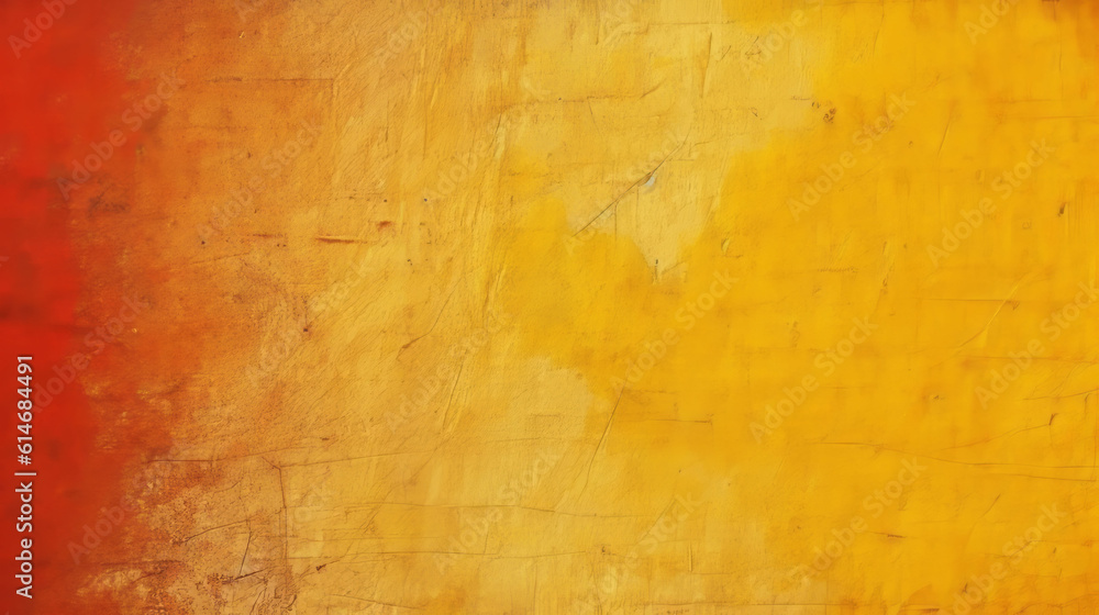 Illustration of a vibrant yellow and red abstract painting on a wall