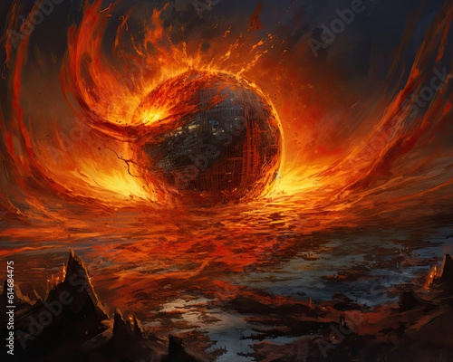 Apocalyptic Skies: A Fiery World Illustration