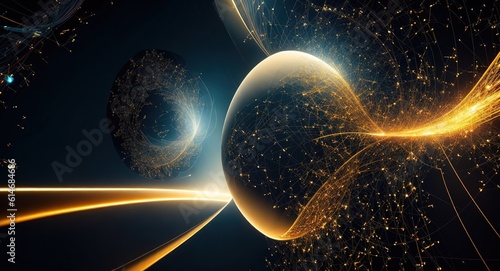 Abstract representation of the singularity and exponential technological growth, background with space, Generative AI