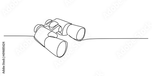 Continuous single one line of Binoculars isolated on white background.