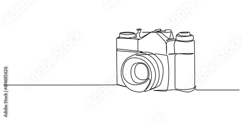 Continuous single one line of camera isolated on white background.