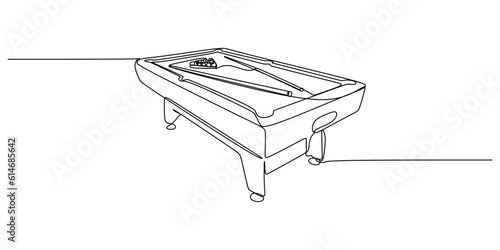 Continuous single one line of Pool table isolated on white background.