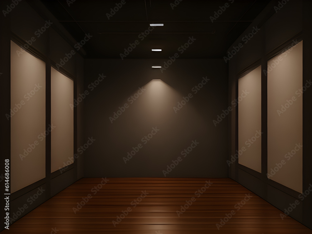 Empty studio room with lights. generative ai Empty studio room with lights. generative ai