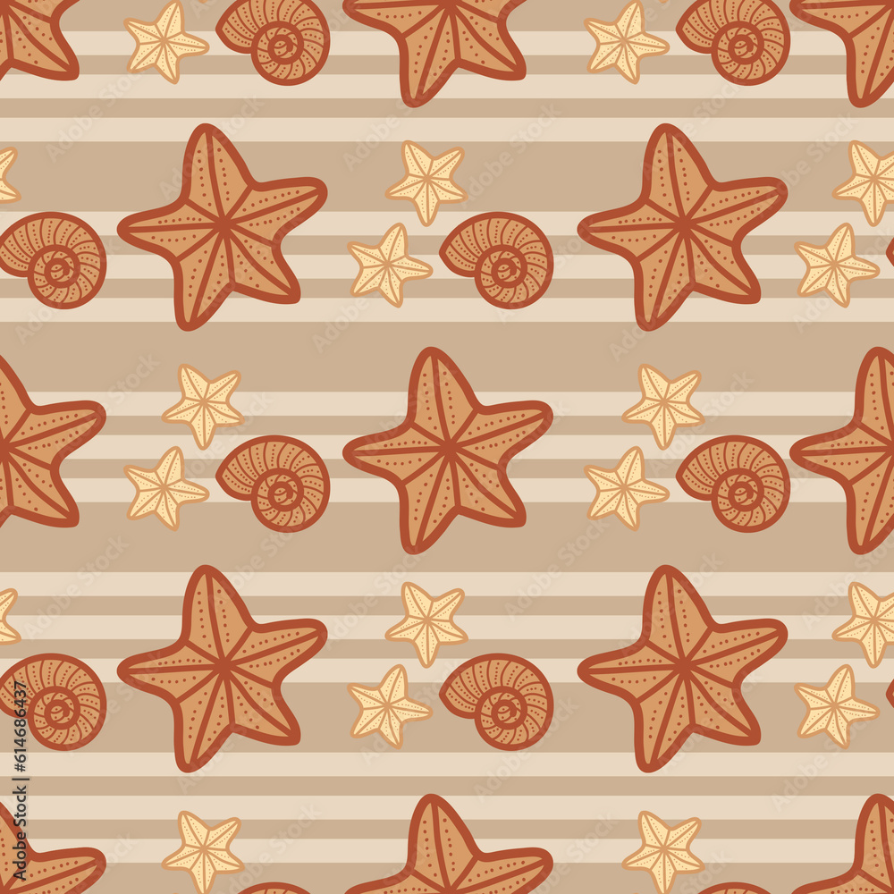Obraz premium Cute and Adorable Seashells Illustration as Seamless Surface Pattern Design