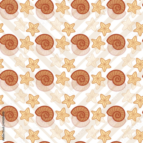 Cute and Adorable Seashells Illustration as Seamless Surface Pattern Design