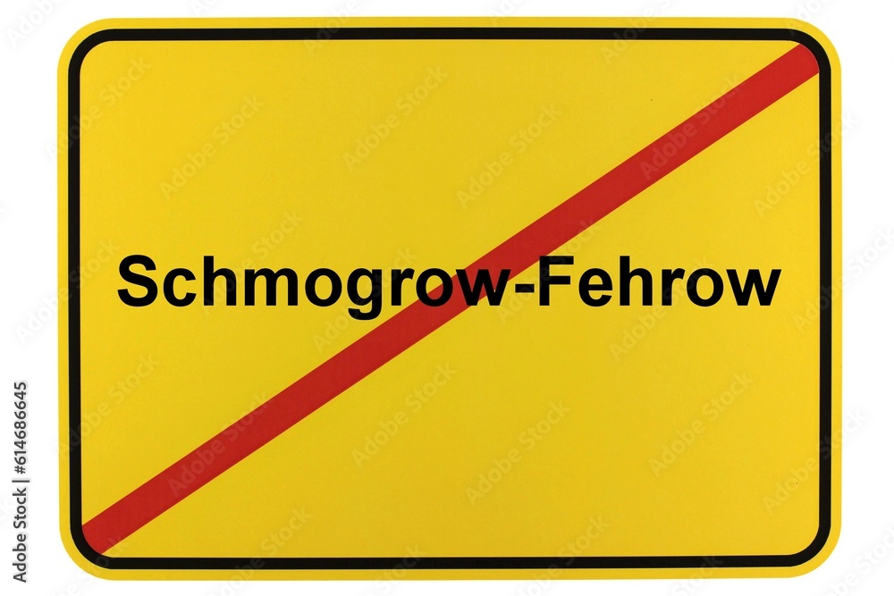 Illustration eines Ortsschildes der Gemeinde Schmogrow-Fehrow in Brandenburg Illustration eines Ortsschildes der Gemeinde Schmogrow-Fehrow in Brandenburg