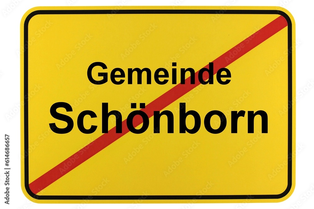 Illustration eines Ortsschildes der Gemeinde Schönborn in Brandenburg Illustration eines Ortsschildes der Gemeinde Schönborn in Brandenburg