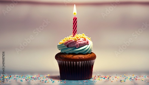 birthday cupcake with candle