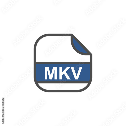 MKV File Extension, Rounded Square Icon with Text - Format Extension Icon Vector Illustration.