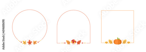 Autumn Geometric Frames Set. Halloween, Fall and Thanksgiving Template. Can be used for shopping sale, promo poster, banner, etc. Vector illustration
