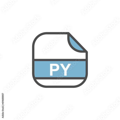 PY File Extension, Rounded Square Icon with Text - Format Extension Icon Vector Illustration.