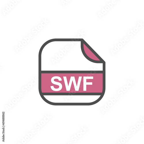SWF File Extension, Rounded Square Icon with Text - Format Extension Icon Vector Illustration.