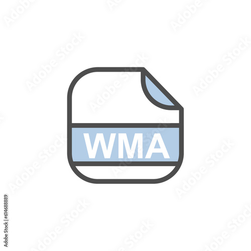 WMA File Extension, Rounded Square Icon with Text - Format Extension Icon Vector Illustration.