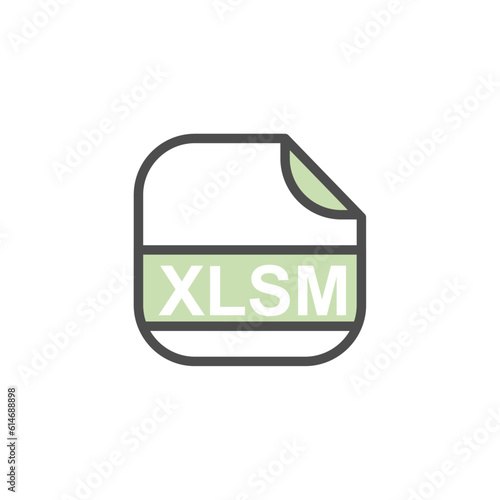 XLSM File Extension, Rounded Square Icon with Text - Format Extension Icon Vector Illustration.
