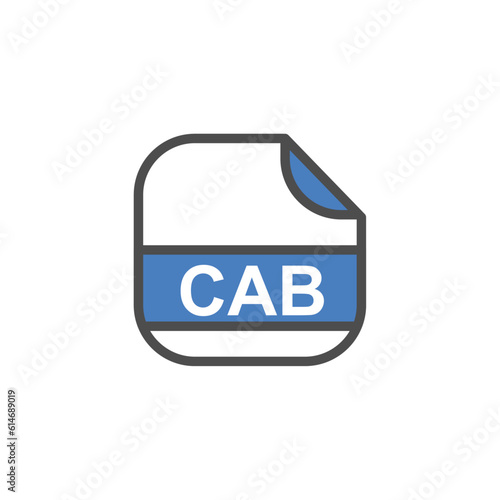 CAB File Extension, Rounded Square Icon with Text - Format Extension Icon Vector Illustration.