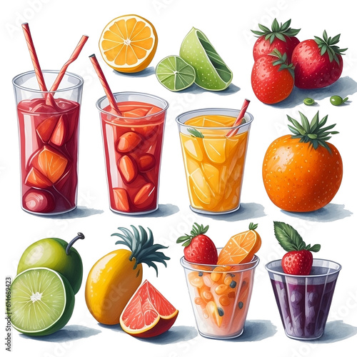 Watercolor fruit drinks1 line icon
