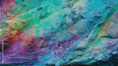 Beautiful abstract colorful texture rock. Multicolor green blue rock wallpaper background. Generative AI.
