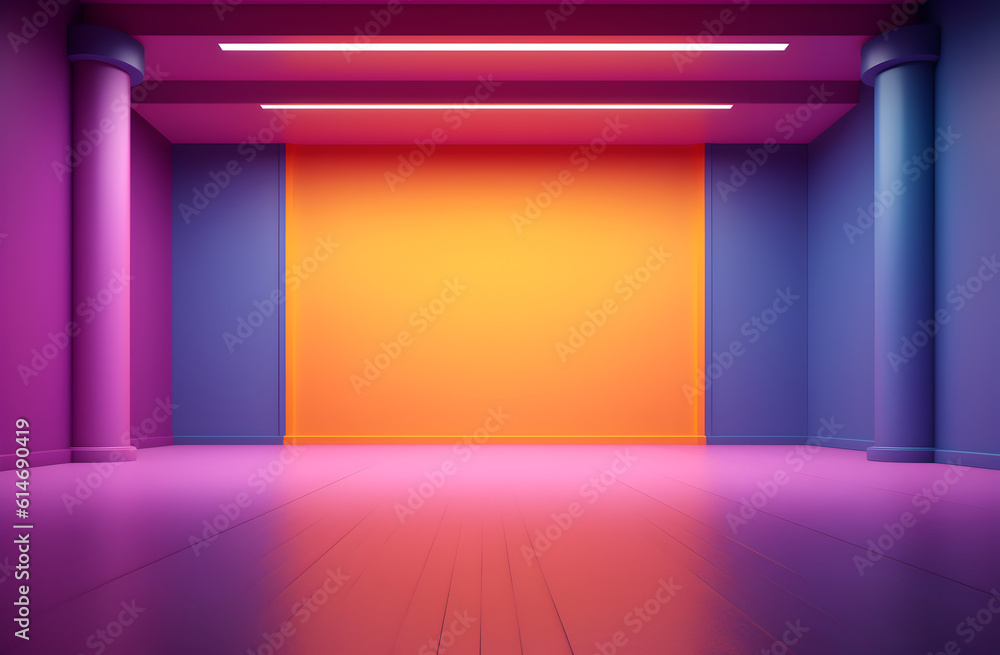 3d render of a room with lights