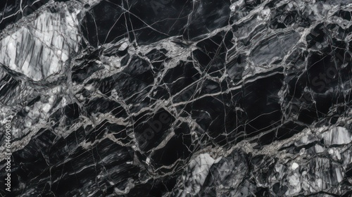 Black white rock texture. Rough mountain surface with cracked texture. Rock wallpaper background. Generative AI.