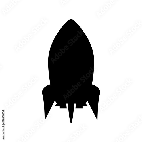 Rocket silhouette illustration astronaut vehicle icon. Rocket launch vector missle spaceship future speed cartoon concept.