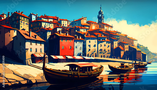 Illustration of beautiful view of the city of Porto, Portugal