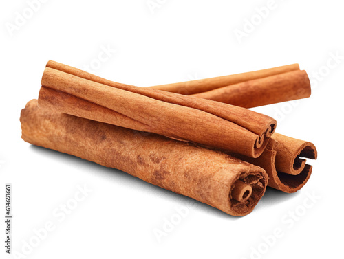 Cinnamon sticks isolated on transparent or white background, png