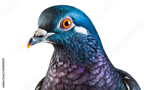 Close-up of a pigeon on a transparent background. PNG. Generative AI.