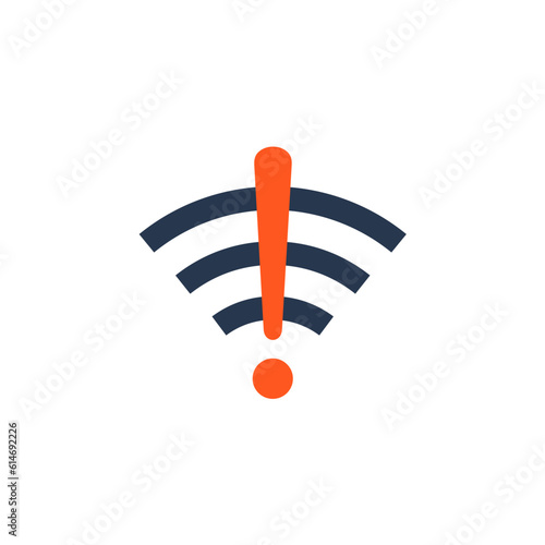 Wifi bad connection problem icon. Lost network wifi error internet vector warning concept. Wifi signal wave phone symbol.