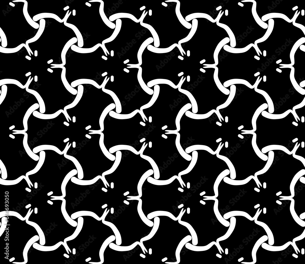 Black and white seamless tillable simple pattern with floral and ornamental accents Black and white seamless tillable simple pattern with floral and ornamental accents