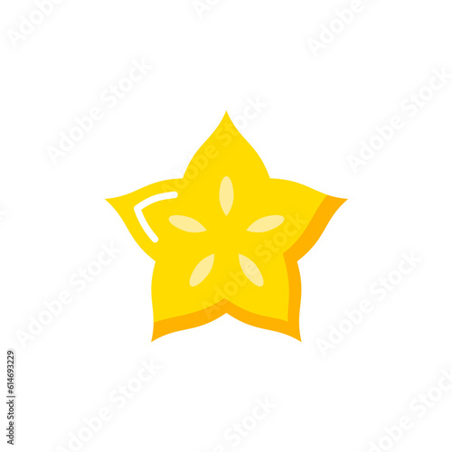 Starfruit vector carambola icon. Star fruit averrhoa slice fresh organic food vegetarian healthy carambola symbol