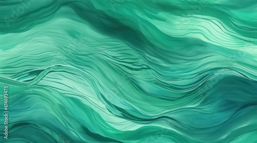 Turquoise green watercolor pattern with wavy stripes. Abstract art wallpaper background. Generative AI.