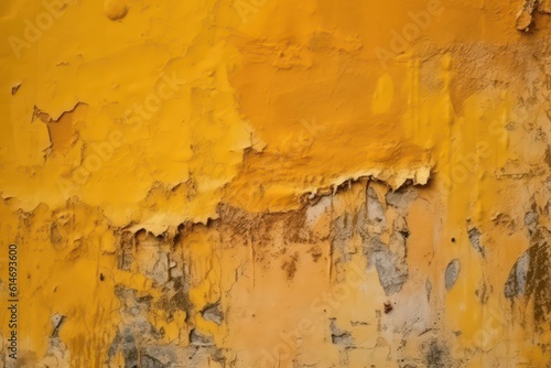 Yellow wall texture. Old painted wall. Dirty yellow wall. Rough yellow wall texture wallpaper background. Generative AI.