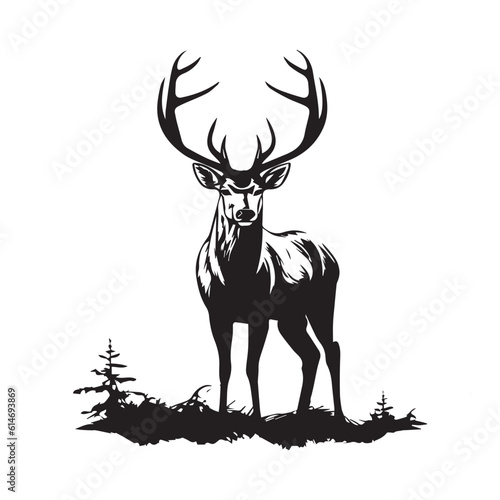 Deer black silhouette vector character vector illustration