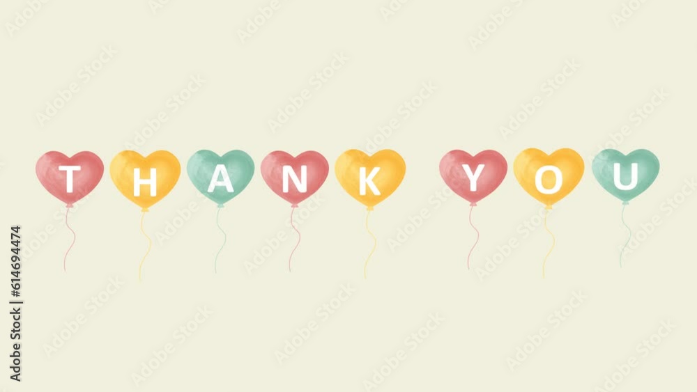 Animated Thank You Text with Love Balloons. Suitable to Put on End of Vlog Animated Thank You Text with Love Balloons. Suitable to Put on End of Vlog
