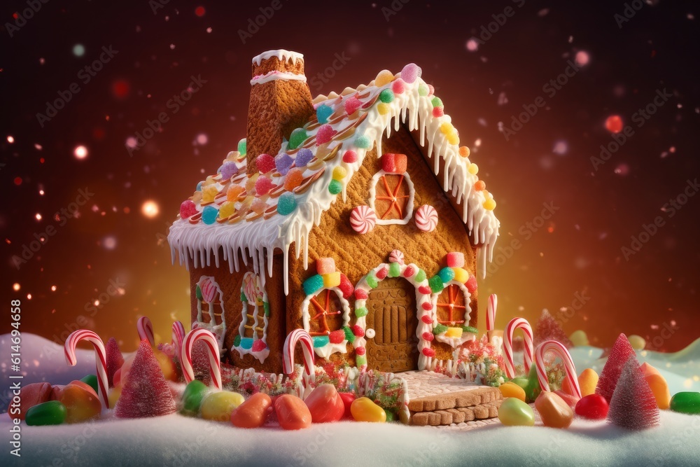 Gingerbread house winter. Generate Ai