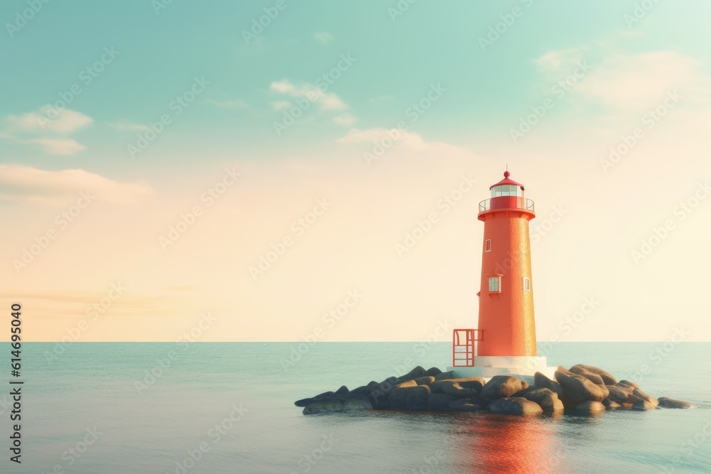 Lighthouse morning background. Generate Ai
