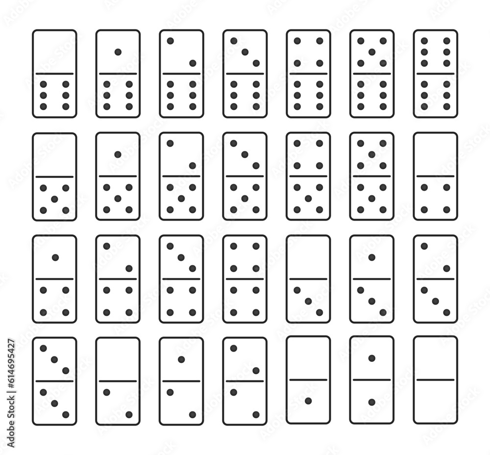Domino vector set piece game board flat icon. Domino card set vector game Domino vector set piece game board flat icon. Domino card set vector game