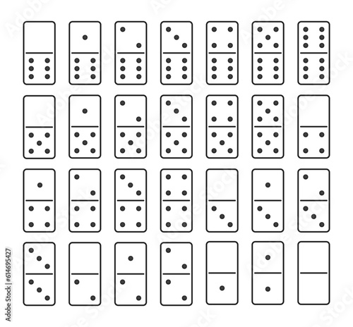 Domino vector set piece game board flat icon. Domino card set vector game