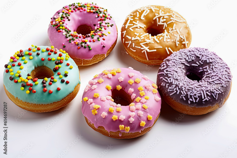 Glazed donuts. Top view. Generative Ai Glazed donuts. Top view. Generative Ai