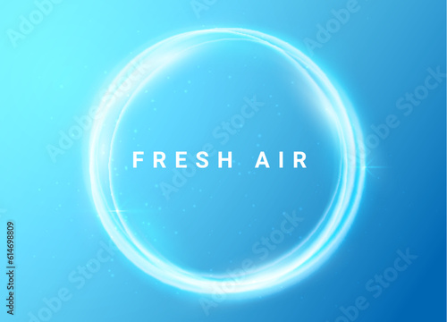 Fresh air round circle wind movement vector wave. Spa fresh air round twirl effect clean air flow.