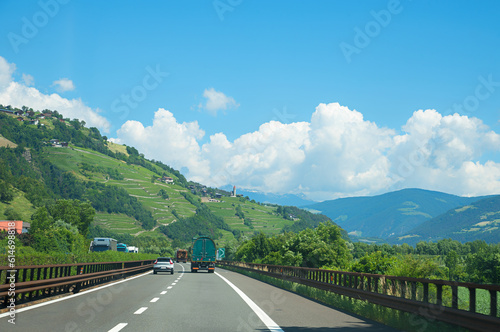 transit route Brennerautobahn, highway from Bozen to Brixen, italy photo