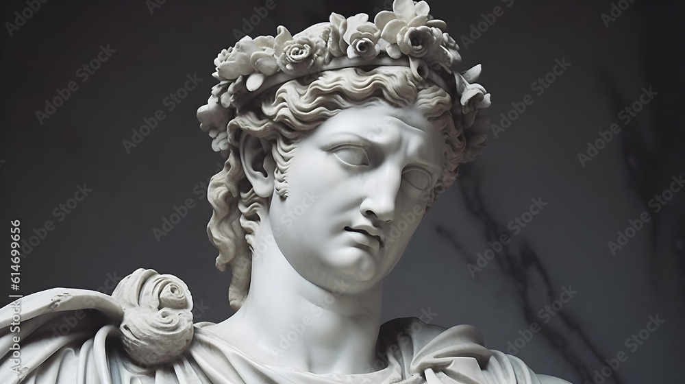 marble statue of a roman emperor, close-up, AI-Generated Image