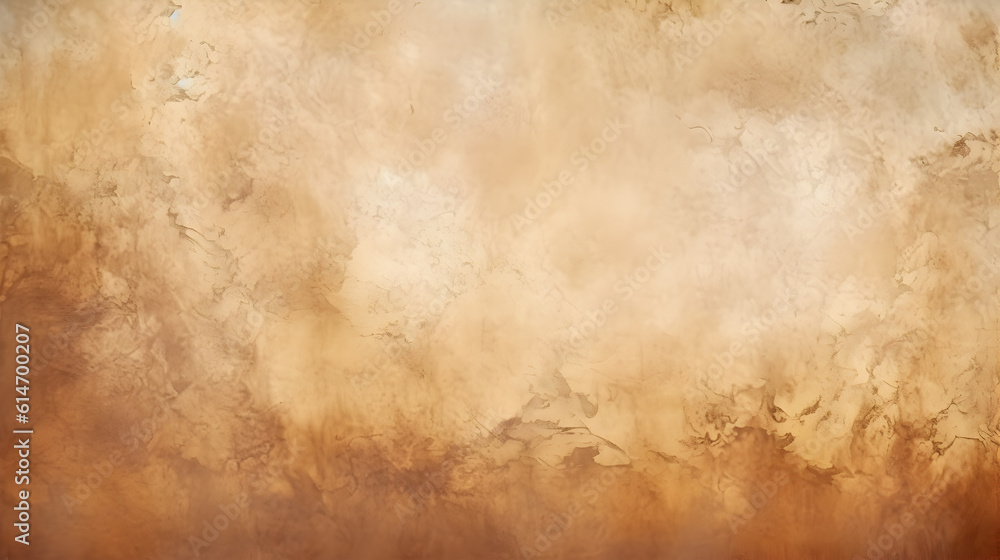 Brown background with grunge texture, watercolor painted mottled brown background with vintage marbled textured design on cloudy sepia brown banner, distressed old antique parchment pa. Generative AI. - obrazy, fototapety, plakaty 
