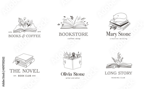 Hand drawn pastel colors books illustrations, prints, logos. Vector art and illustrations