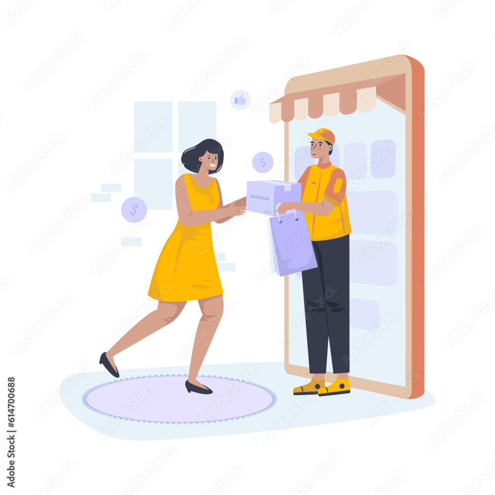 Home shopping delivery service vector illustration Home shopping delivery service vector illustration