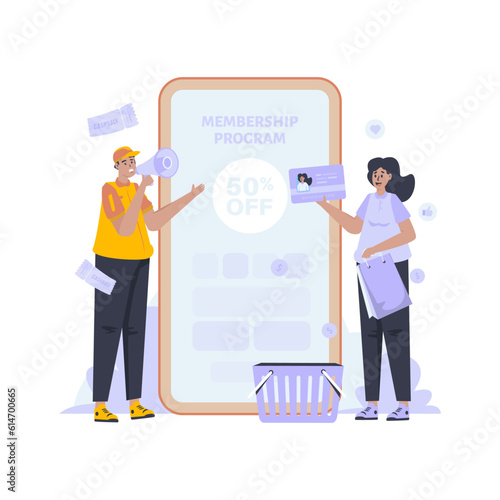 Online store membership program vector illustration